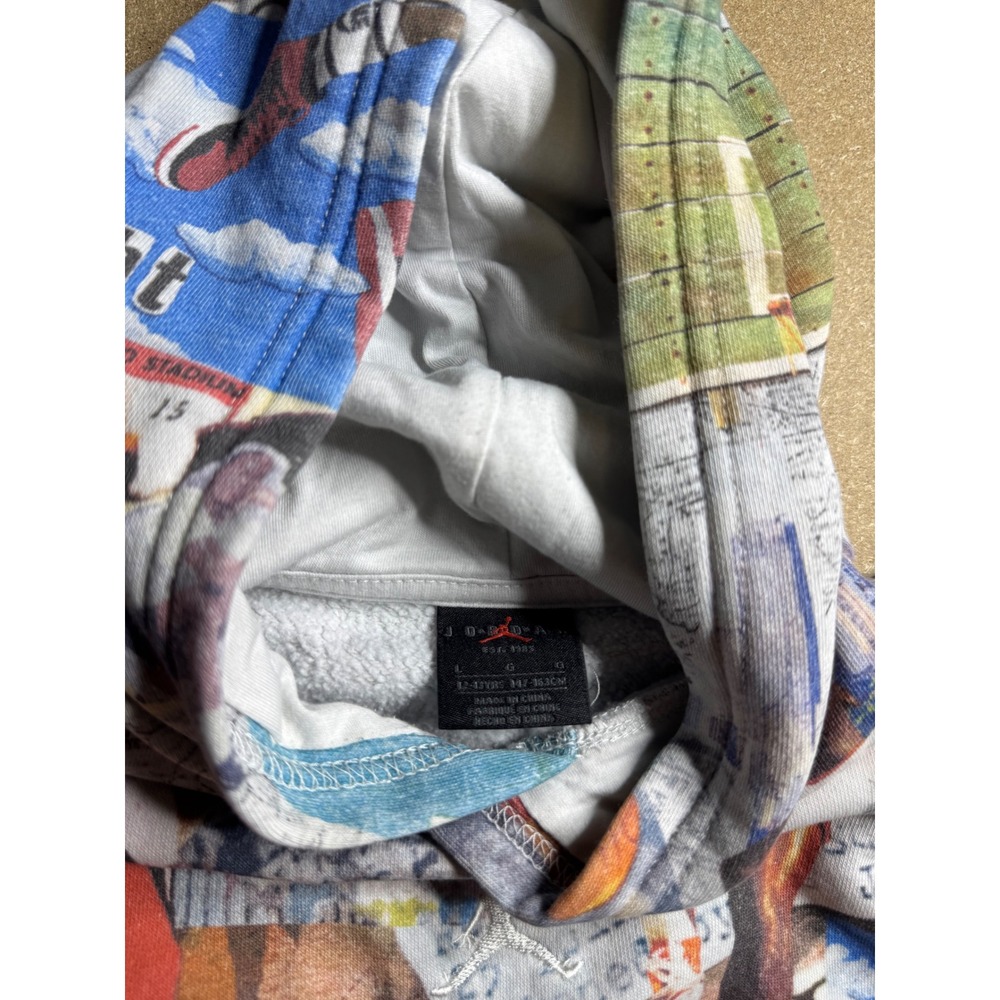 Jordan Kids All Over Print Flight Collage Hoodie Sweatshirt Multi Color Large - Picture 6 of 8